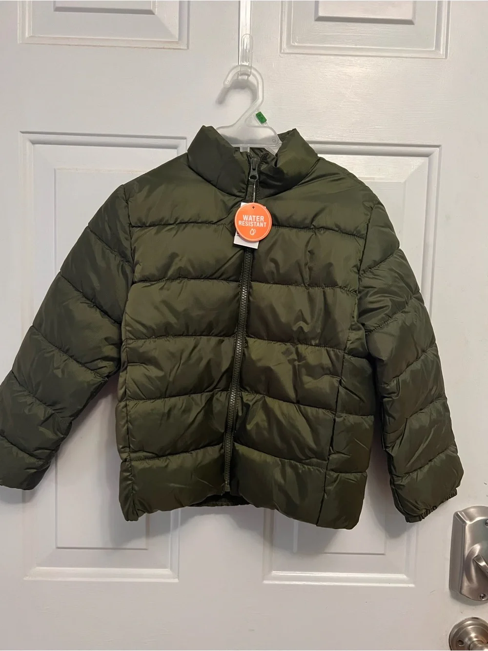The Children’s Place Boys Puffer Jacket 5/6 Olive Green Water Resistant NWT
